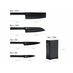 ست 5 تایی چاقوی آشپزخانه شیائومی Huohou 5Pcs Cool Black Kitchen