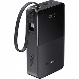 فروش پاوربانک فست شارژ تایپ سی و یو اس بی باسئوس با کابل تایپ‌سی متصل و نمایشگر دیجیتالی