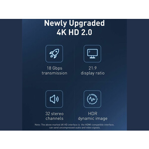 کابل اچ‌دی‌ام‌آی به اچ‌دی‌ام‌آی دو متری بیسوس Baseus HDMI 2.0 cable 4K 60 Hz 3D HDR 18 Gbps CAKGQ-B01