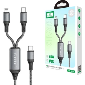 کابل شارژ چندکاره ارلدام EC-IC04 توان 60 وات 1.2 متر