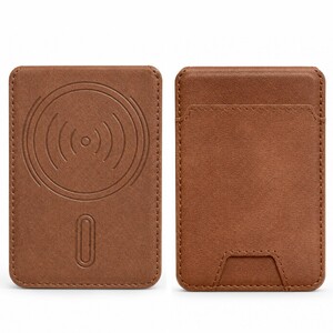 کیف کارت مگنتی پشت گوشی Leather Wallet طرح چرمی قهوه ای