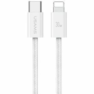 کابل تایپ سی به لایتنینگ یوسامز USAMS مدل US-SJ657 توان 30  وات 1.2 متر / کیوسی شده