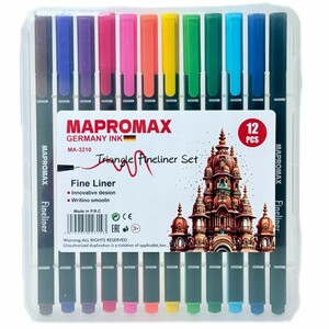 روان نویس نوک نمدی مپرومکس MAPROMAX مدل MA-3210 بسته 12 رنگ