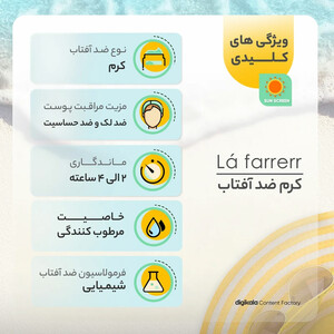 بهترین کرم ضد آفتاب و ضد لک بی رنگ لافارر SPF50 حجم 40 میلی لیتر مناسب پوست خشک و معمولی