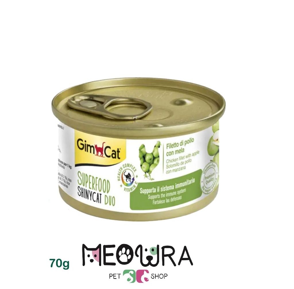 کنسرو گربه جیم کت GimCat مدل ShinyCat طعم فیله مرغ و سیب ۷۰ گرم