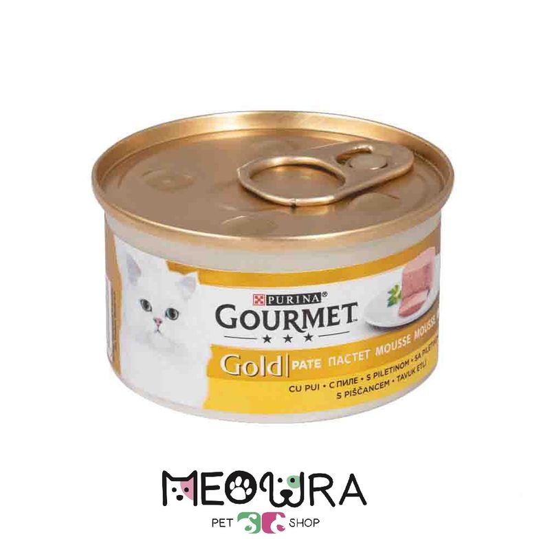 کنسرو گربه گورمت گلد پته با طعم مرغ  85gr