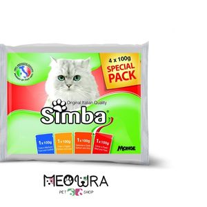 پوچ گربه مونژه Monge Simba Cat Multipack Adult Pouches بسته 4 عددی