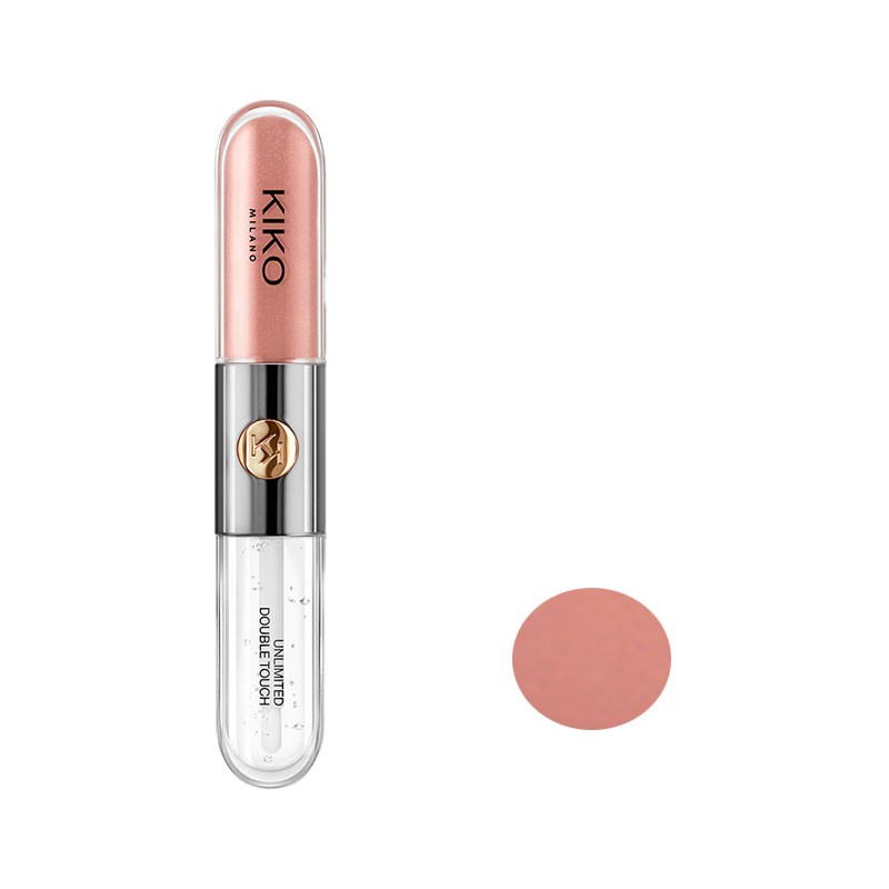 لیپ گلاس کیکو میلانو مدل Unlimited Double Touch شماره 102 beige rosato satinato