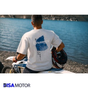 تیشرت موتور سواری طرح HUSQVARNA سفید