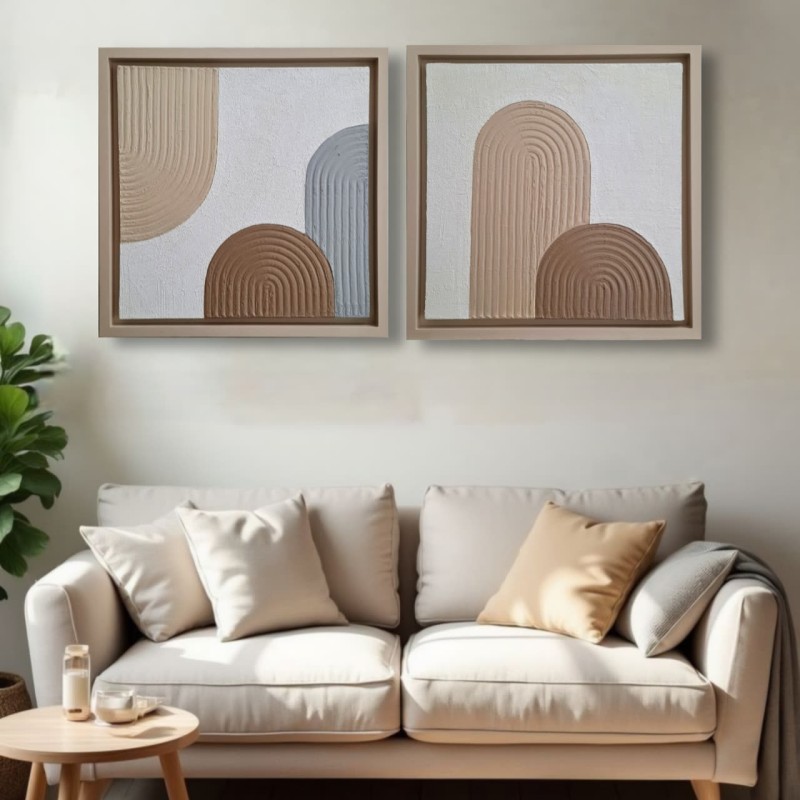 تابلو تکسچر بافت دار مینیمال | مناسب برای دکوراسیون کرم و خنثی