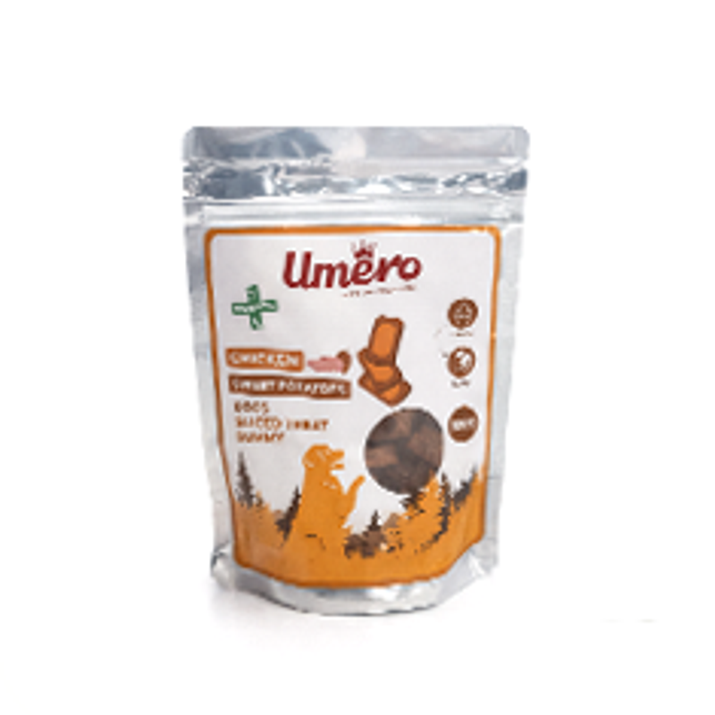 تشویقی پاستیلی مرغ و سیب زمینی شیرین حبه ای بسته 100 گرمی Umero