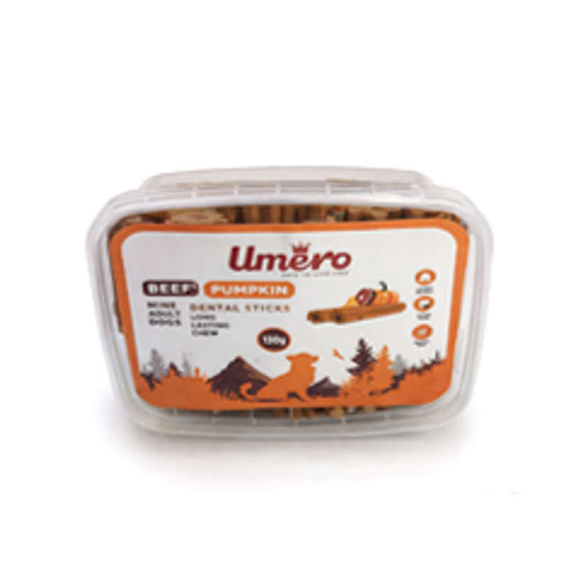 دنتال دایره ای هشت پر کبریتی طعم گوشت و کدو بسته 130 گرمی Umero