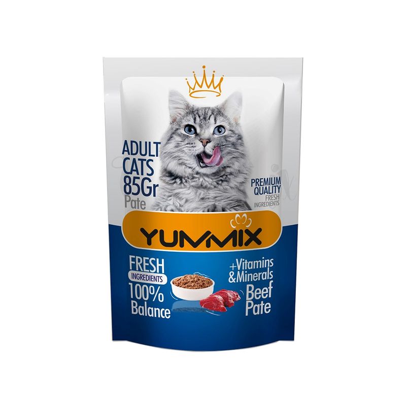 پوچ مخصوص گربه بالغ طعم گوشت 85 گرمی Yummix