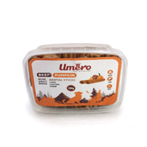 دنتال دایره ای هشت پر کبریتی طعم گوشت و کدو بسته 130 گرمی Umero