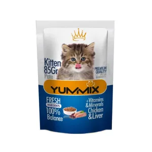 پوچ مخصوص بچه گربه طعم جگر و مرغ 85 گرمی Yummix