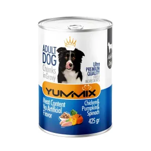 کنسرو چانک مرغ، اسفناج و کدو حلوایی مخصوص سگ 425 گرمی Yummix