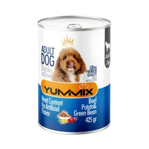کنسرو چانک گوشت، لوبیا سبز و سیب زمینی مخصوص سگ 425 گرمی Yummix