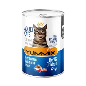 کنسرو چانک مرغ و بیف مخصوص گربه 425 گرمی Yummix
