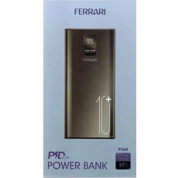 پاوربانک فراری مدل P260 ظرفیت ۱۰ هزار میلی‌آمپر سوپر فست