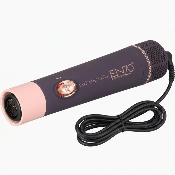 سشوار برس‌دار حالت‌دهنده انزو پروفیشینال مدل EN-4133promax با موتور DC پرقدرت 1500 وات، تنظیم دما و سرعت در سه حالت، فناوری تولید یون، 6 سری متنوع، کابل 2 متری و چرخش 360 درجه سیم - سرمه ای