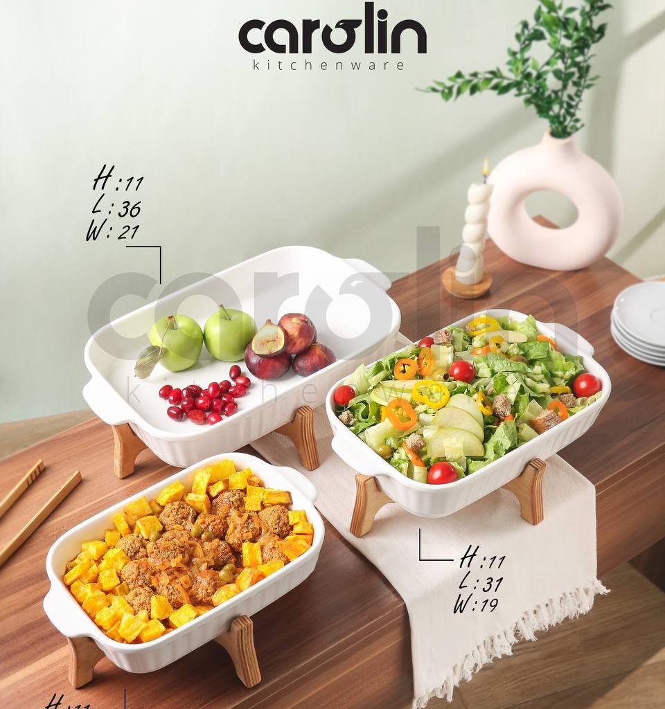 تابه(مرغ خوری)سرامیکی با پایه های چوبی سایز کوچک کارولین