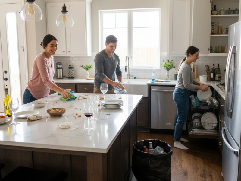 ۵ ترفند برای تمیز کردن سریع آشپزخانه بعد از مهمانی