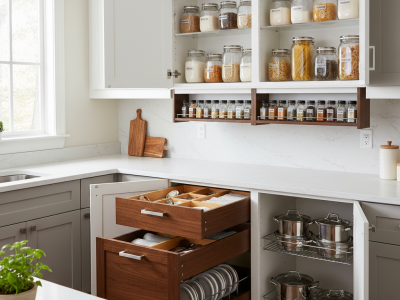 ۷ ایده ساده برای نظم دادن به کابینت‌ها و کشوهای آشپزخانه