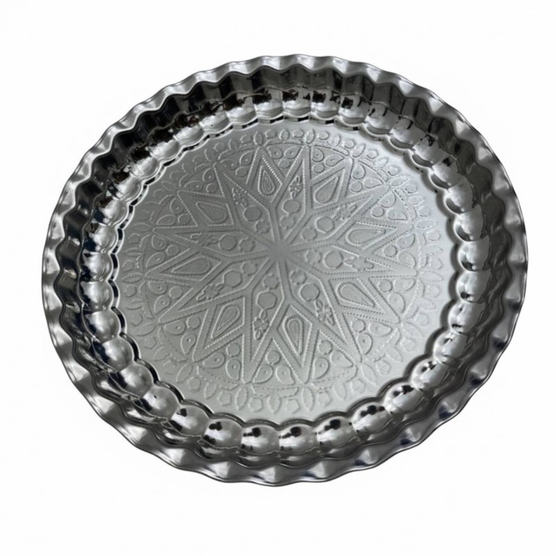 سینی استیل گرد مدل کنگره سایز ۳۰