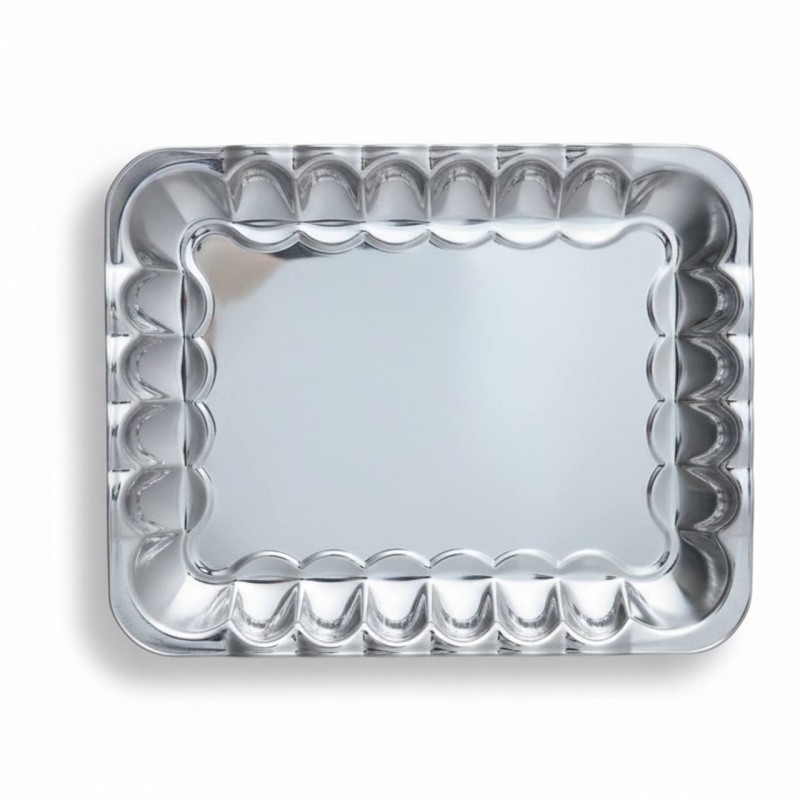 سینی استیل مستطیل مدل کنگره سایز ۱