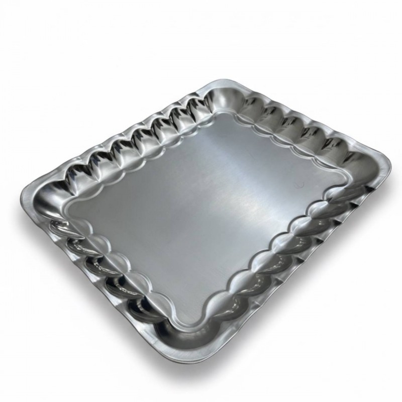 سینی استیل مستطیل مدل کنگره سایز ۲