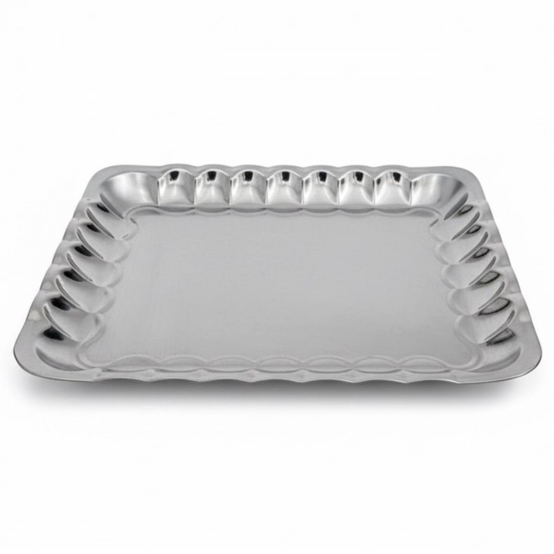 سینی استیل مستطیل مدل کنگره سایز ۳