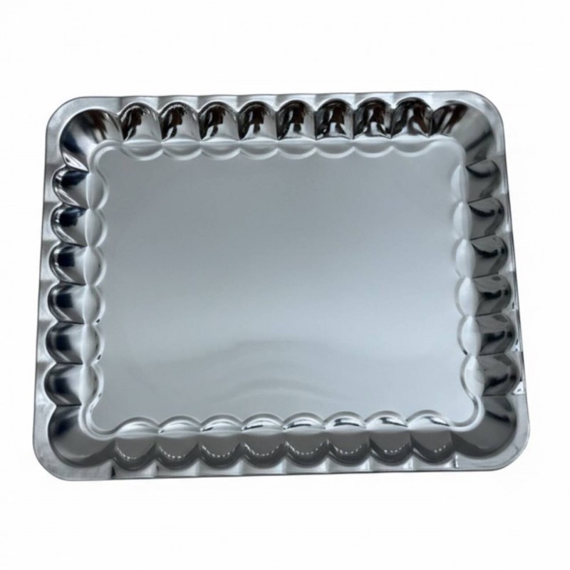 سینی استیل مستطیل مدل کنگره سایز ۴