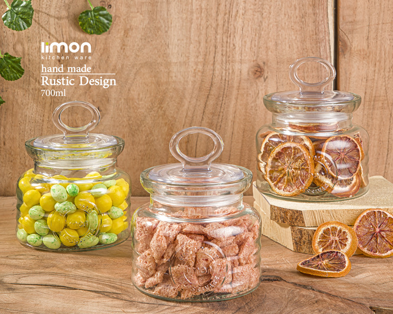 بانکه شیشه‌ای لیمون مدل روستیک ۷۰۰ میل