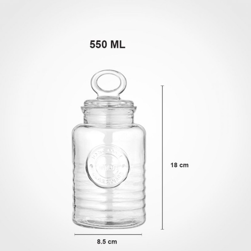 بانکه شیشه‌ای لیمون مدل روستیک ۵۵۰ میل ( سایز۵ )