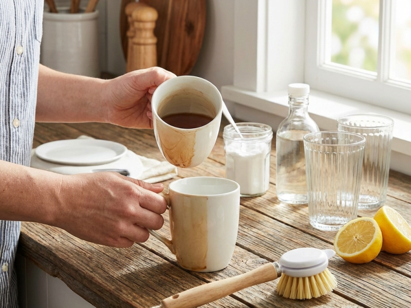 چطور لکه‌های سخت چای و قهوه را از روی فنجان‌ها و لیوان‌ها پاک کنیم؟