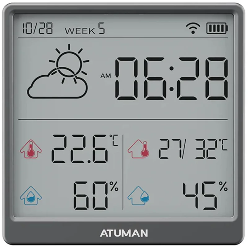 دماسنج و ساعت رومیزی شارژی آتومن ATuMan مدل THSE
