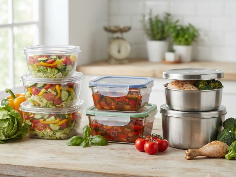 تفاوت ظروف پلاستیکی، شیشه‌ای و استیل برای نگهداری مواد غذایی