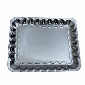 سینی استیل مستطیل مدل کنگره سایز ۲