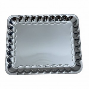 سینی استیل مستطیل مدل کنگره سایز ۴