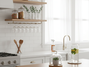 ۷ ایده ساده برای استفاده از ظروف شیشه‌ای در دکور آشپزخانه