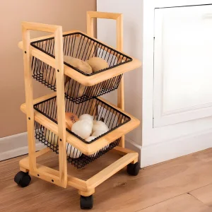 سبد سیب زمینی و پیاز چوبی