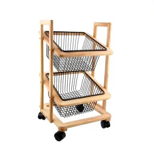 سبد سیب زمینی و پیاز چوبی