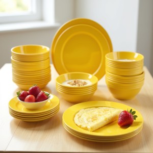 دیس مرغ خوری رنگی (زرد) ملامین