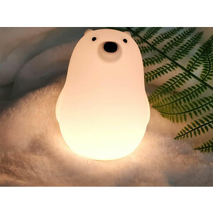 چراغ خواب رومیزی فانتزی قابل شارژ MUID white bear pat lamp silicone