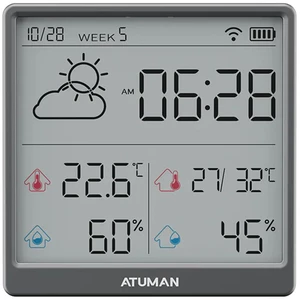 دماسنج و ساعت رومیزی شارژی آتومن ATuMan مدل THSE