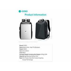 قیمت کوله پشتی لپ تاپ 16 اینچی ضدآب کوتتسی Coteetci space series style the backpack 14028-BK