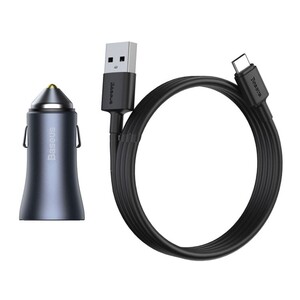 شارژر فندکی فست شارژ 40 وات با کابل تایپ‌سی بیسوس Baseus Car Charger Golden Contactor Pro Type-C/USB TZCCJD-0G