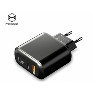 شارژر دیواری تایپ سی و یو اس بی فست شارژ 20 وات مک‌دودو Mcdodo CH-717 USB-C/USB-A LED Adapter