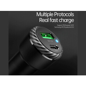 شارژر فندکی سریع تایپ سی و یو اس بی 38 وات مک دودو Mcdodo USB PD Type-C Quick Car Charger 38W CC-597