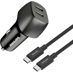 شارژر فندکی فست شارژ فیلیپس Philips مدل DLP5522CC توان 60 وات با کابل